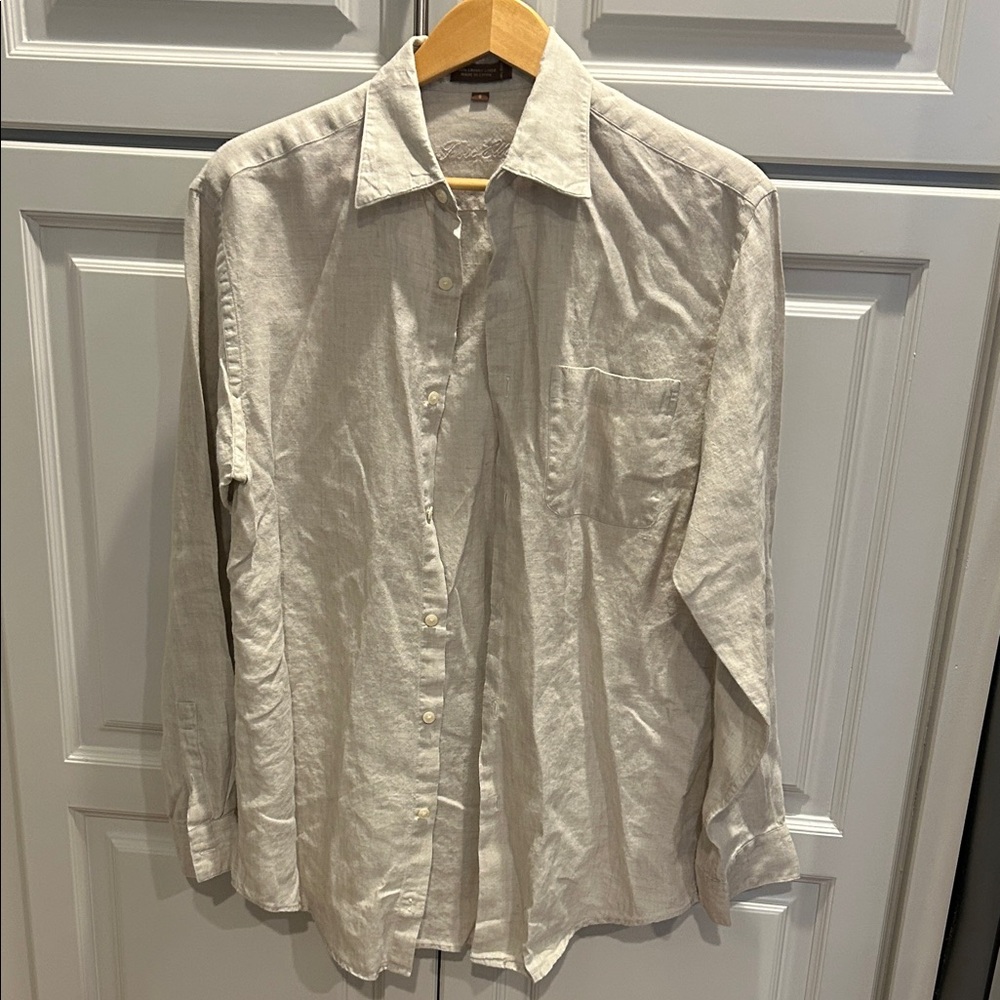 Men's Tasso Elba Taupe Linen Shirt
